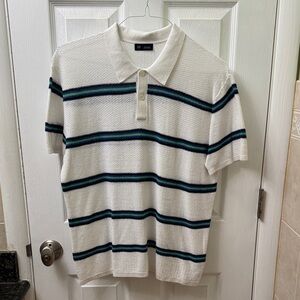 GAP White Polo with Blue and Green Stripes